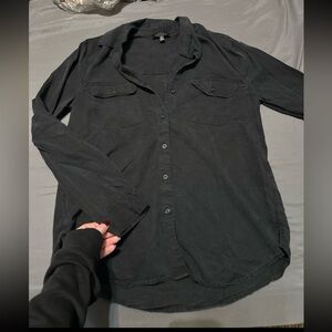 Lucky Brand Collared Black Long Sleeve Button Front Shirt Small